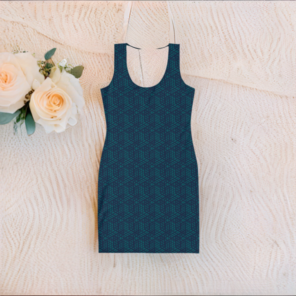 Ala Navy Blue Deep Pattern Dress