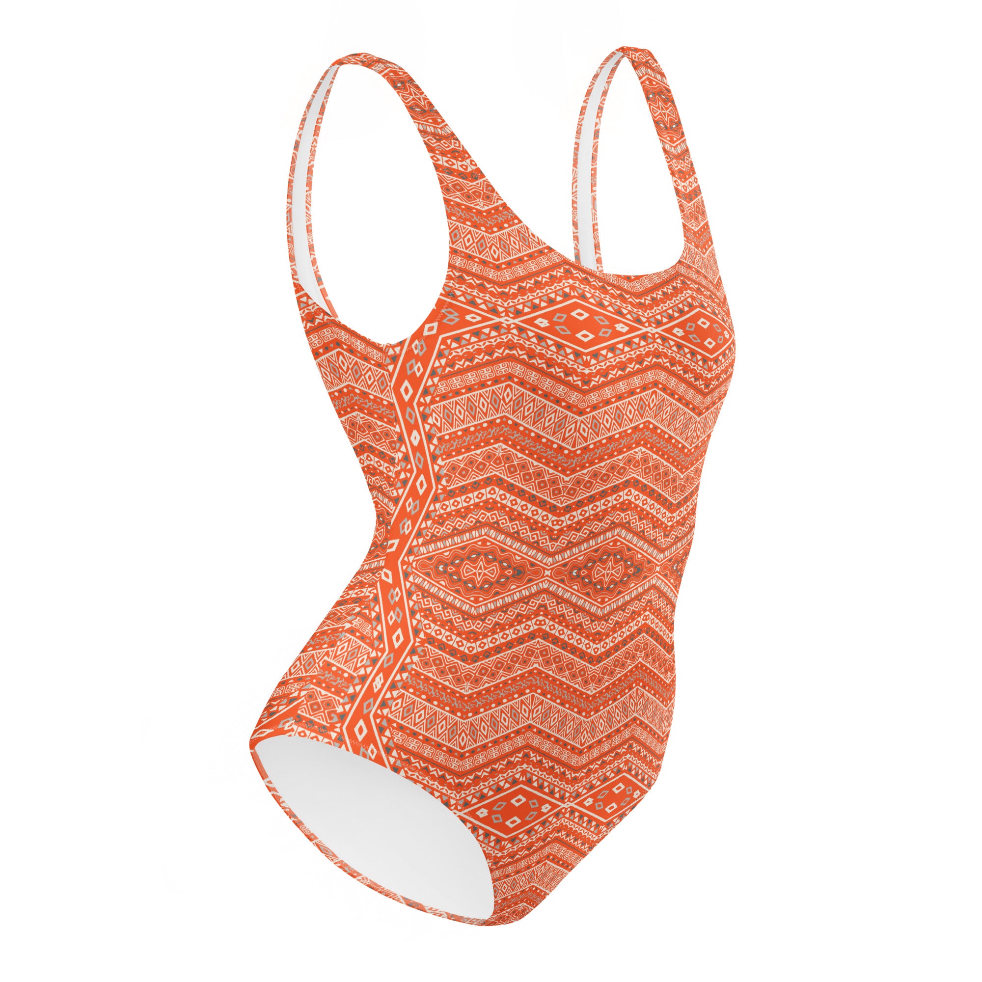 Bohemian Orange One-Piece Swimsuit