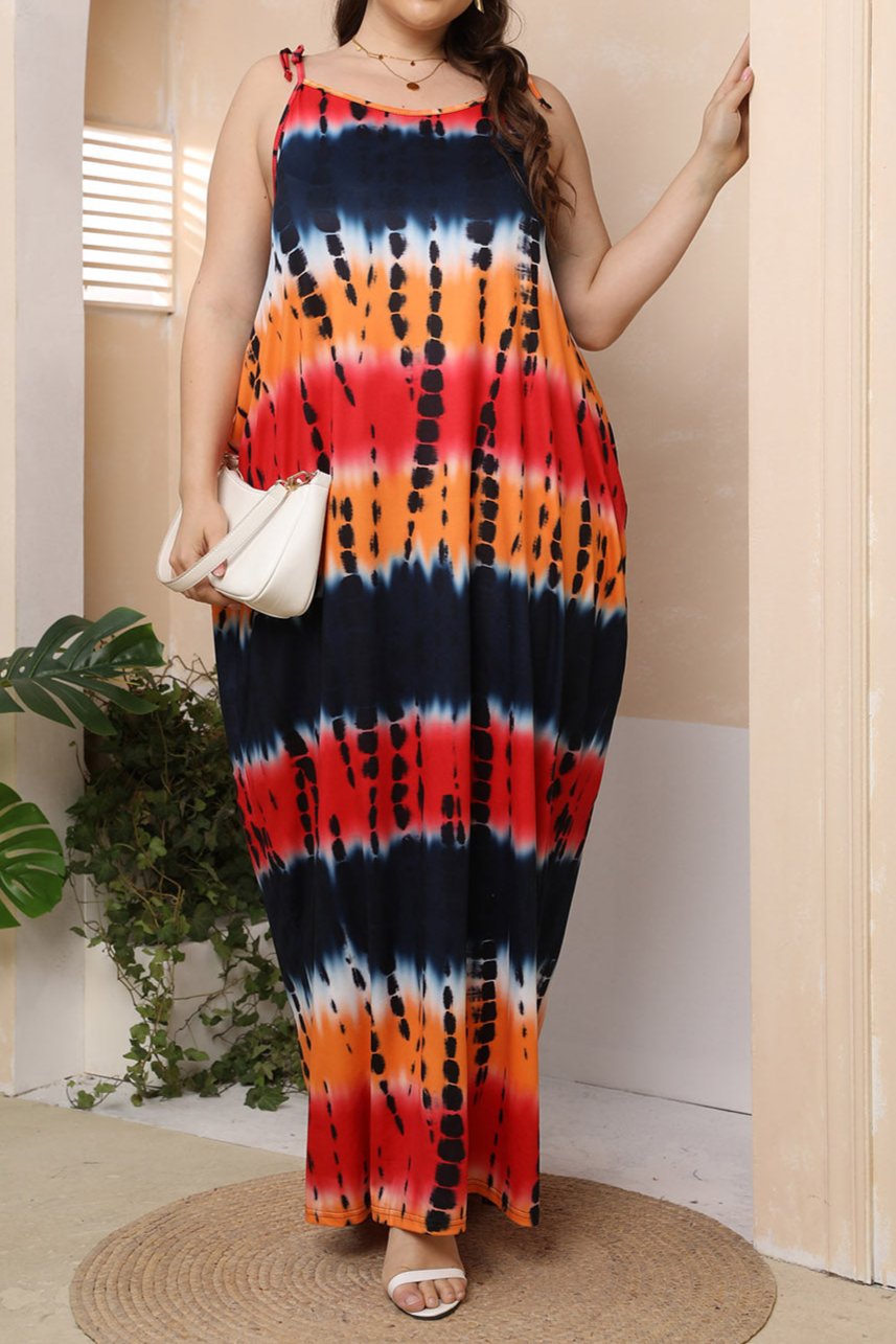 Plus Size Tie-Shoulder Maxi Dress