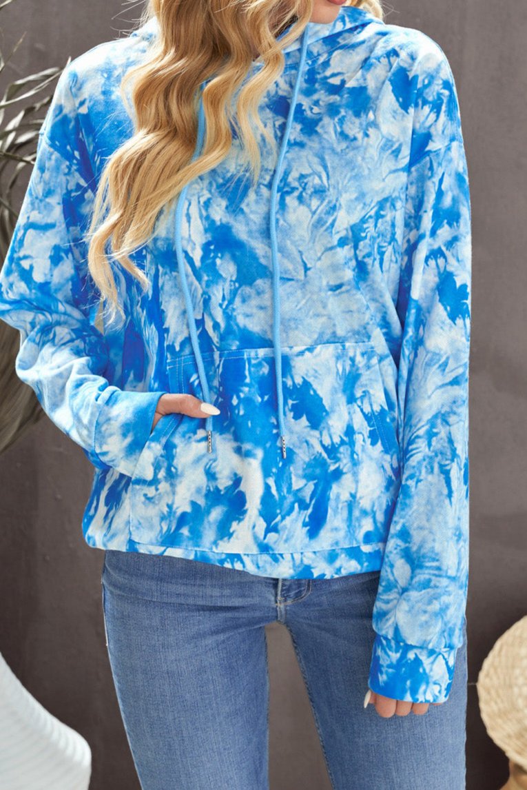 Tie-Dye Drawstring Hoodie with Pocket