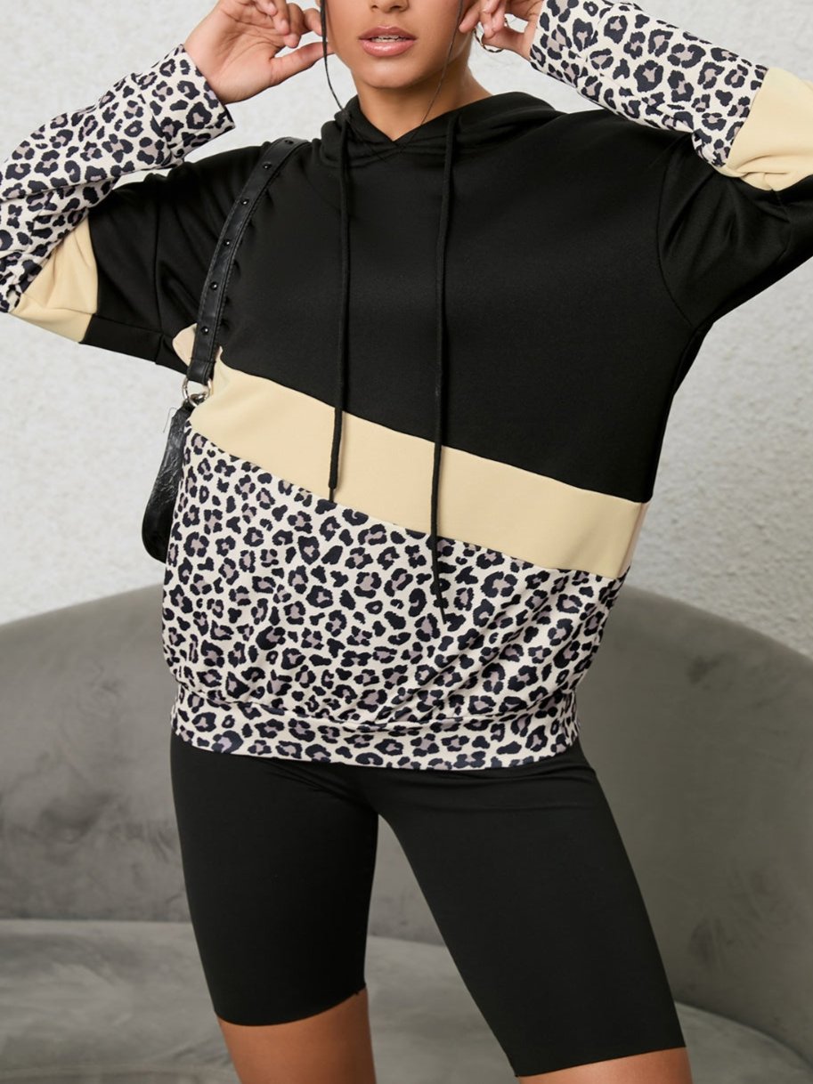 Leopard Color Block Hoodie