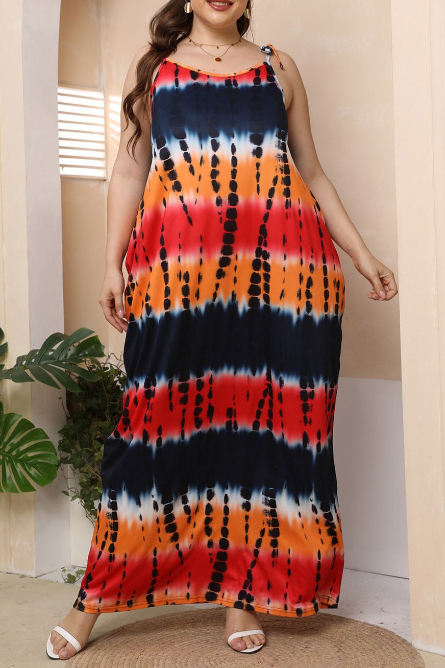 Plus Size Tie-Shoulder Maxi Dress