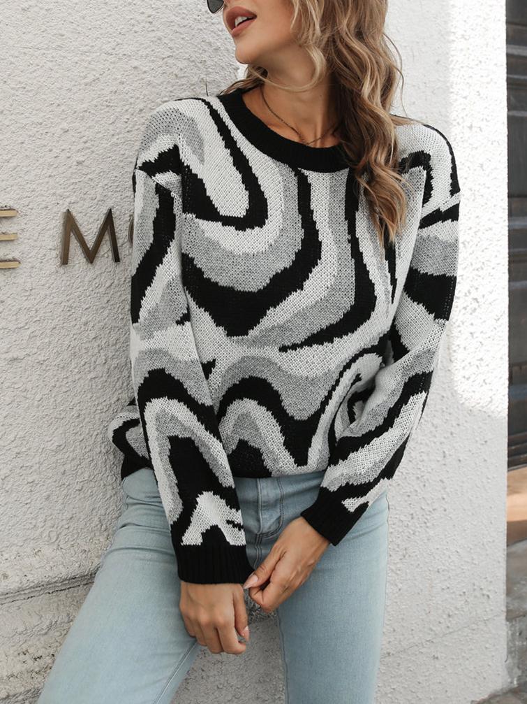 Round Neck Dropped Shoulder Sweater