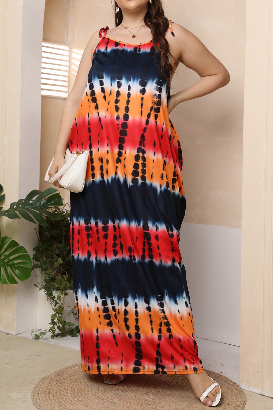 Plus Size Tie-Shoulder Maxi Dress