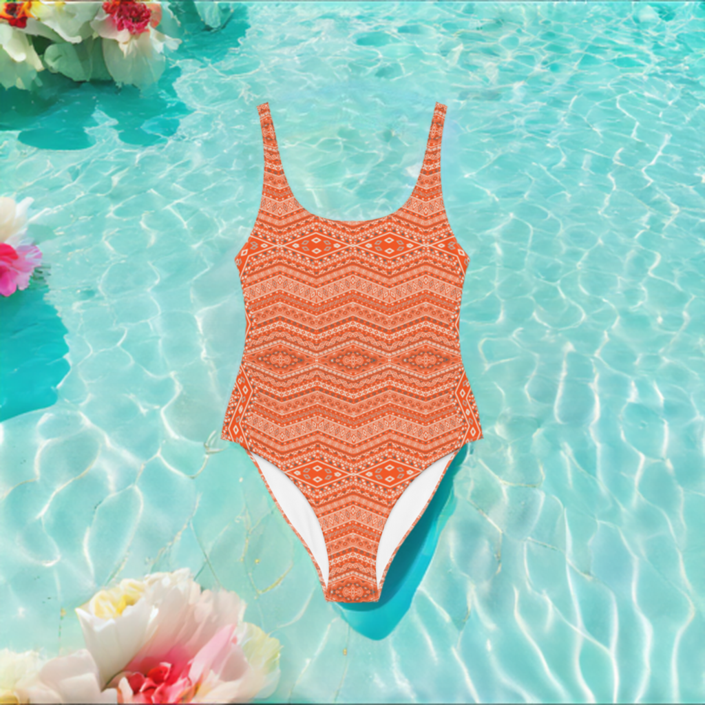 Bohemian Orange One-Piece Swimsuit