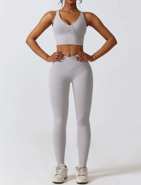 Grey sports bra and leggings clearance set